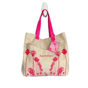 Juicy Couture Women's Canvas Bag 22x13x6 Large Tote Neon Pink Logo